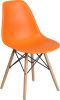 Elon Plastic Chair with Wood Frame - Orange