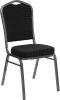 Crown Back Banquet Chair - Black Pattern Fabric w/ Silvervein Frame