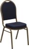 Dome Back Banquet Chair, Navy Pattern Fabric on Gold Frame