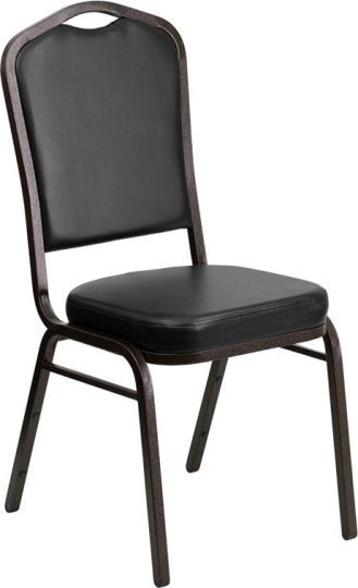 Crown Back Banquet Chair - Black Vinyl w/ Goldvein Frame