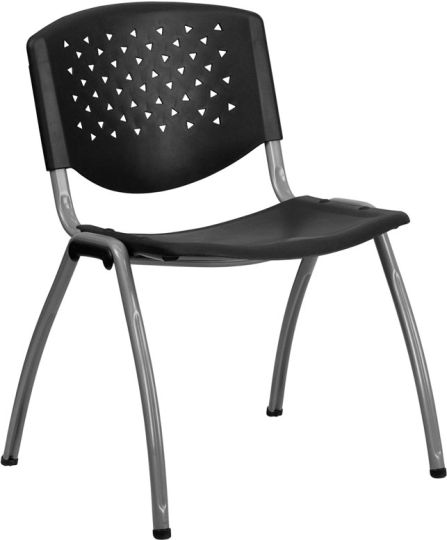 Hercules Perforated Stack Chair - Black w/ Gray Frame