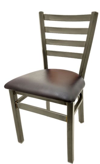 SL135C Clear Coat Metal Chair - Black Vinyl Seat