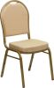 Dome Back Banquet Chair, Beige Pattern Fabric on Gold Frame