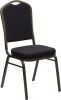 Crown Back Banquet Chair - Black Pattern Fabric w/ Goldvein Frame