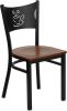 Coffee Back Metal Frame Chair - Cherry Wood Seat