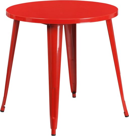 30" Round Metal Table - Red