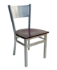 317 Metal Frame Chair - Silver Frame/Brown Wood Seat