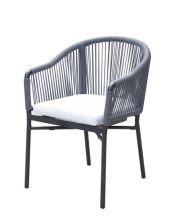 824 Outdoor Resin Arm Chair - Black with Grey Rope Back