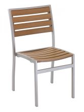 AL-5602 Outdoor Side Chair - Silver Frame/Teak
