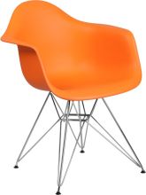 Alonza Plastic Chair with Chrome Frame - Orange