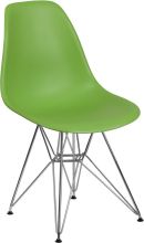 Elon Plastic Chair with Chrome Frame - Green