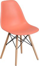 Elon Plastic Chair with Wood Frame - Peach