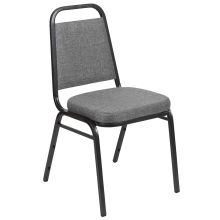 Trapezoidal Back Banquet Chair - Gray Fabric w/Silvervein Frame
