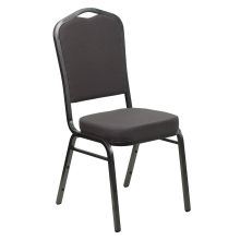 Crown Back Banquet Chair - Black Vinyl w/ Silvervein Frame