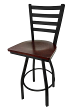 Ladderback Swivel Barstool - Black Frame/Wood Seat