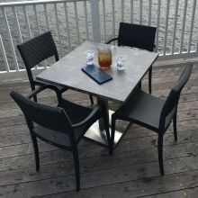 Vanguard Outdoor Table Tops - Gray Marble - Shown with chairs