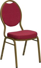 Teardrop Back Banquet Chair - Burgundy Pattern Fabric w/ Gold Frame