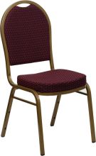 Dome Back Banquet Chair, Burgundy Pattern Fabric on Gold Frame