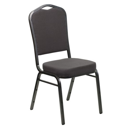 Crown Back Banquet Chair - Gray Fabric w/Silvervein Frame
