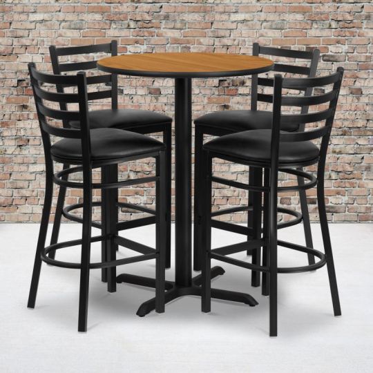 Laminate Table Set - Natural/Black Vinyl