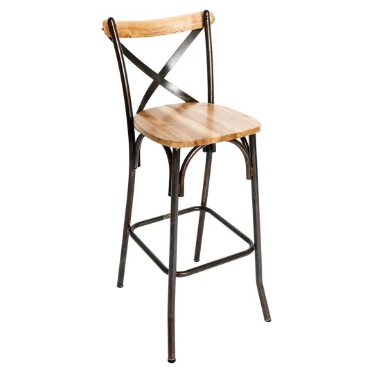 Henry X-back Metal Frame Barstool - Natural