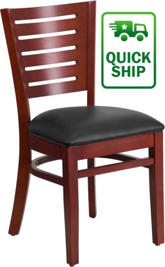 Darby Wood Frame Chair - Mahogany w/ Black Vinyl Seat