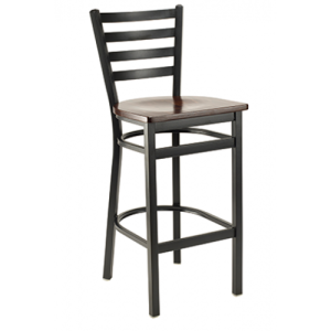 Dante 613W Ladderback - Black Steel Frame/Mahogany Wood Seat
