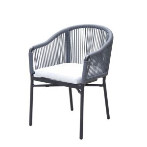 824 Outdoor Resin Arm Chair - Black with Grey Rope Back