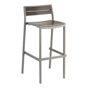 BAL-5700 Outdoor Barstool - Gray Frame/Gray Faux Teak