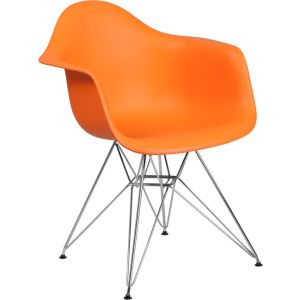 Alonza Plastic Chair with Chrome Frame - Orange