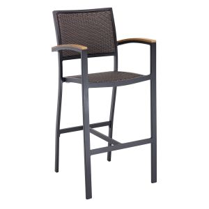 BAL-5625 Outdoor Arm Barstool - Black Frame/Java Weave