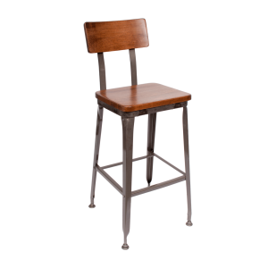 Lincoln Metal Frame Barstool - Autumn Ash Wood Seat 