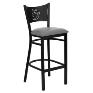 Coffee Metal Back Barstool - Gray Vinyl Seat