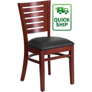 Darby Wood Frame Chair - Mahogany w/ Black Vinyl Seat