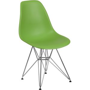 Elon Plastic Chair with Chrome Frame - Green