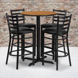 Laminate Table Set - Natural/Black Vinyl