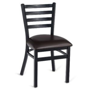 Dante 513B Ladder Back Metal Frame Chair - Black Steel Frame/Black Vinyl Seat