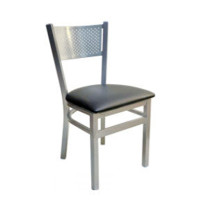 317 Metal Frame Chair - Silver Frame/Black Vinyl Seat