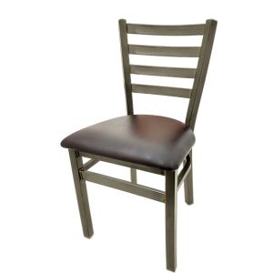SL135C Clear Coat Metal Chair - Black Vinyl Seat