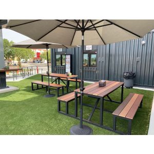Durango Picnic Table - 30 x 72 in Black Frame with Tricolor slats shown here