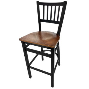 SL2090-1 Metal Frame Barstool - Walnut Wood Seat