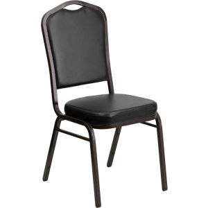 Crown Back Banquet Chair - Black Vinyl w/ Goldvein Frame