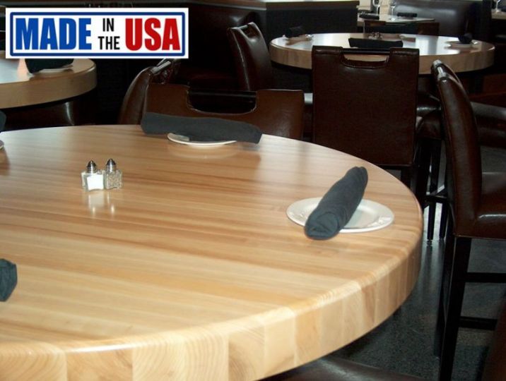 Table Height Restaurant Table 42" Round Black Laminate Table Top With Base 
