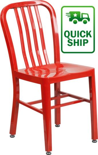 Large metal indoor outdoor chair - red