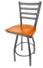 Ladderback Swivel Barstool - Clear Coat Frame/Wood Seat