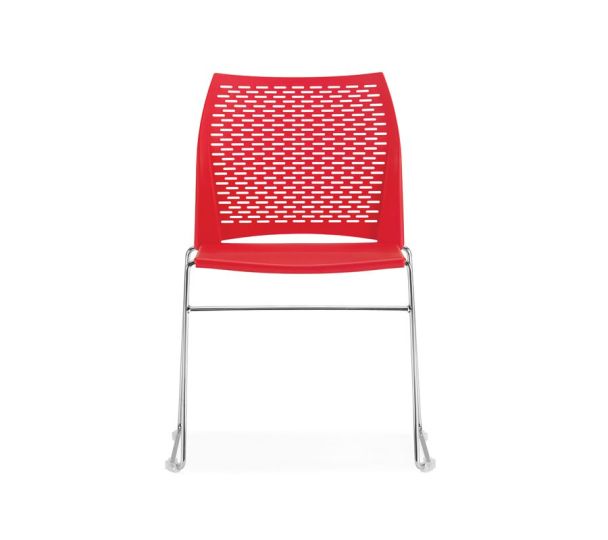 Hoopz Stack Chair - Silver Metal Frame/Stop Red
