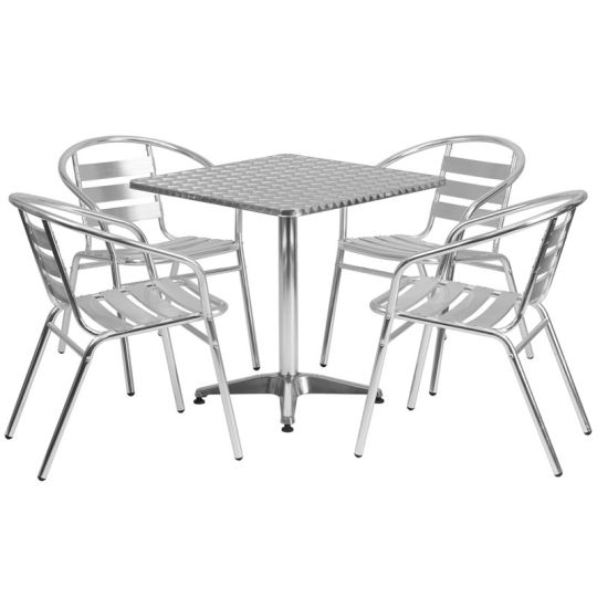 Stainless Steel Outdoor Set - Stainless Table Top w/ Aluminum Chair