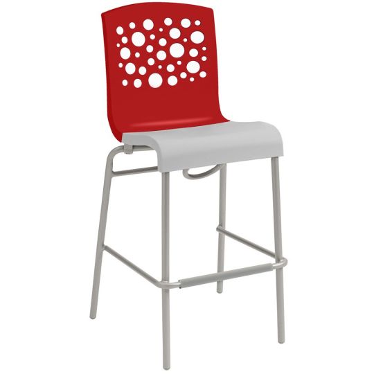Tempo Barstool - Red with White Seat
