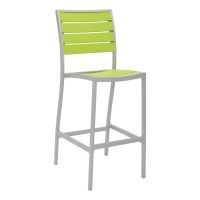 BAL-5602 Outdoor Barstool without Arms - Silver Frame/Green Seat