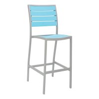 BAL-5602 Outdoor Barstool without Arms - Silver Frame/Blue Seat